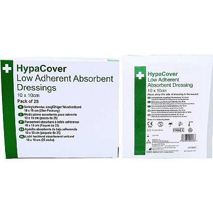 HypaCover Low Adherent Absorbent Dressing, 10x10cm (Pack of 25)