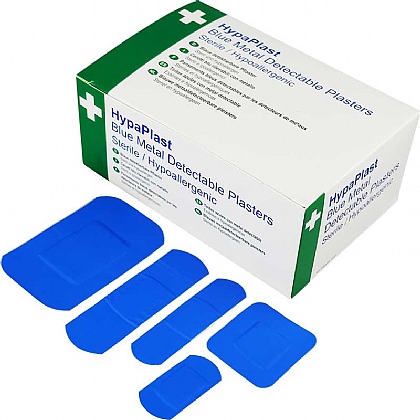 HypaPlast Blue Metal Detectable Plasters, Assorted (Pack of 100)