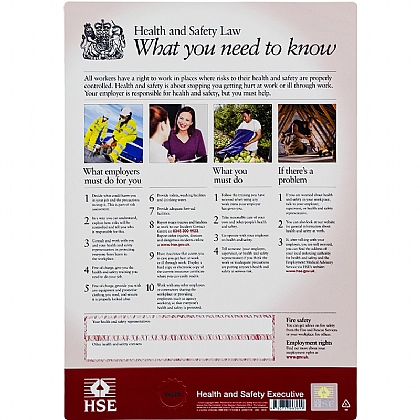 HSE Health & Safety Law Poster, A3 Flexible Plastic