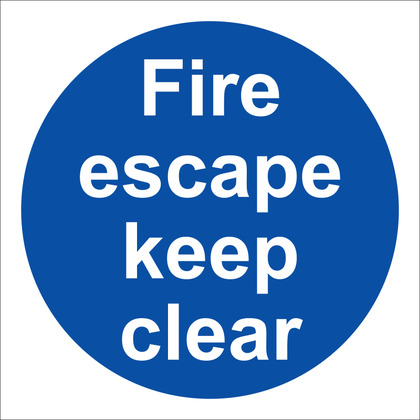 Fire Escape Keep Clear Sign (10cmx10cm)