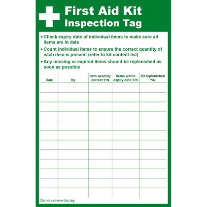 First Aid Kit Inspection Tag, 8.5 x 13cm