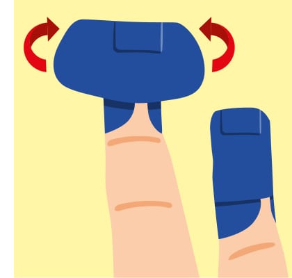 Diagram showing how to apply finger plaster