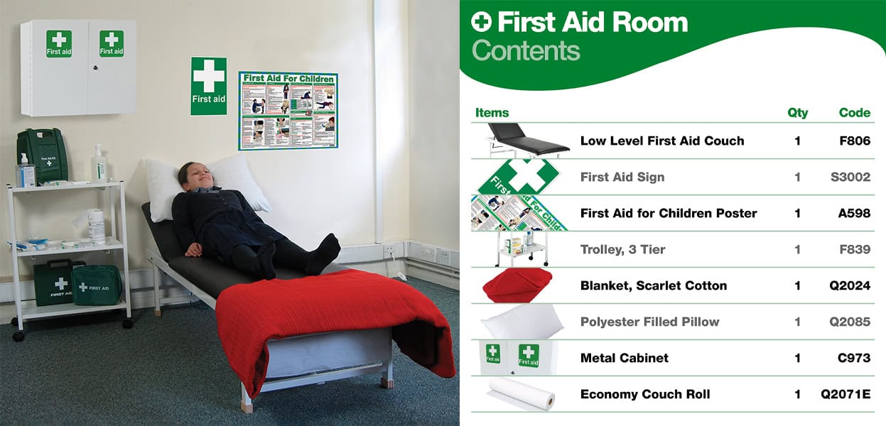 school first aid room, first aid room, first aid room at school, school first aid