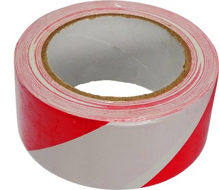 PVC Floor Tape, Red and White on a roll: 5cmx33m. Tough and durable, it is perfect for identifying obstacles and dangerous locations