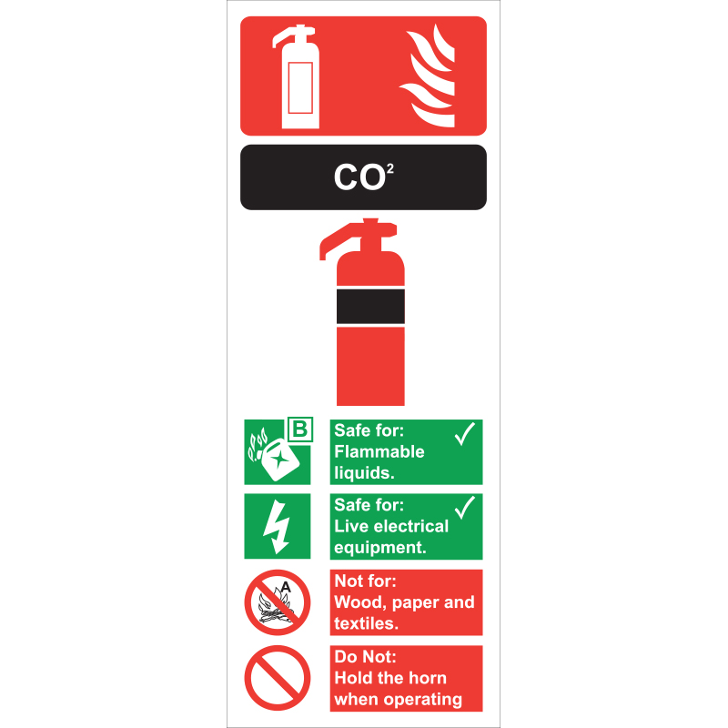 2 x CO2 EXTINGUISHER USAGE EMERGENCY INSTRUCTIONS STICKERS SAFETY A5 SIZE 