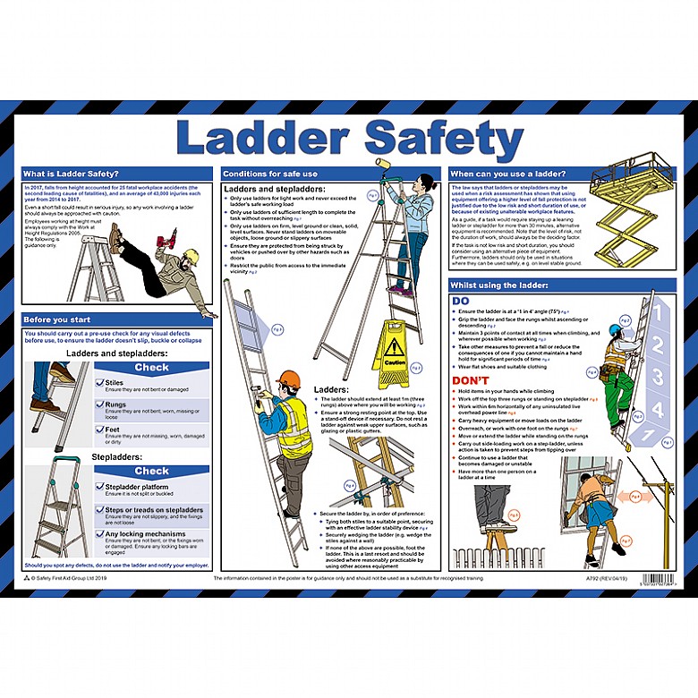Ladder Safety Poster, A2, Laminated