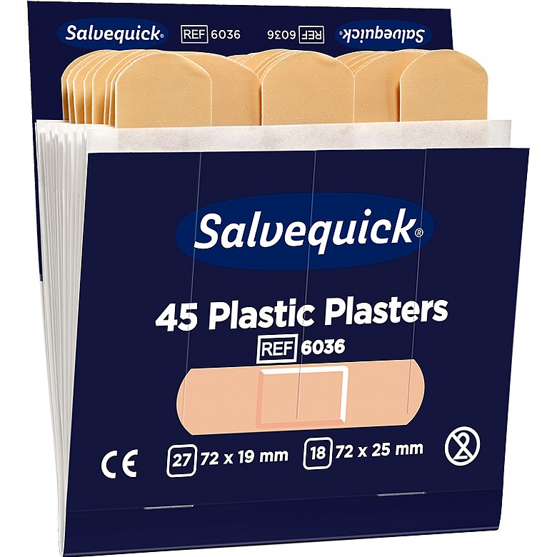 Cederroth Salvequick Plastic Plasters (Pack of 6 x 45) | Plasters ...