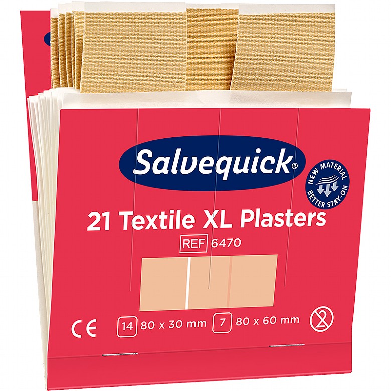Cederroth Salvequick Non-Sterile Textile XL Plasters (Pack of 6 x 21)