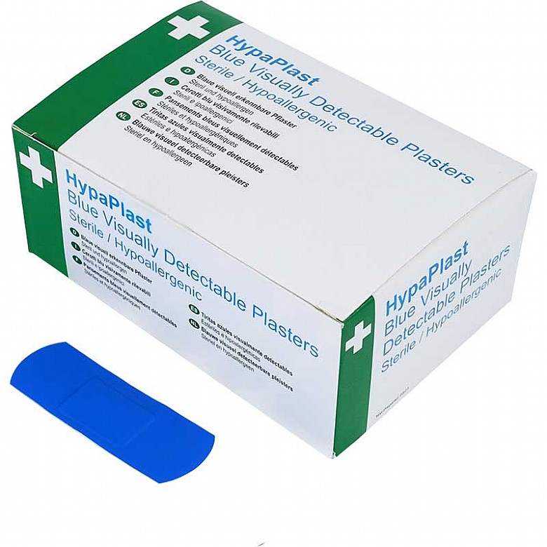 HypaPlast Blue Visually Detectable Plasters, 7.2x2.5cm (Pack of 100)