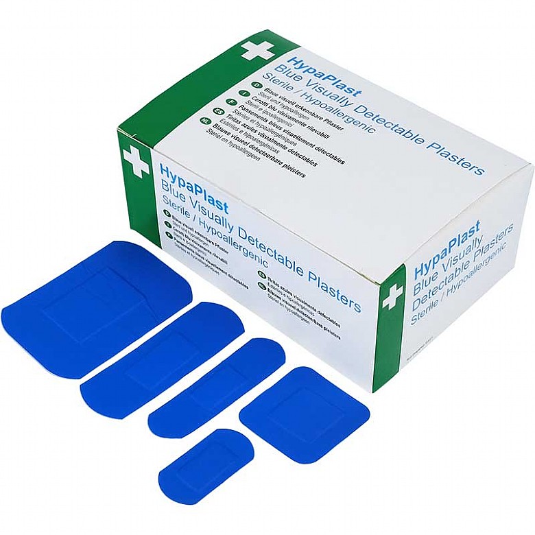 HypaPlast Blue Visually Detectable Plasters, Assorted (Pack of 100)