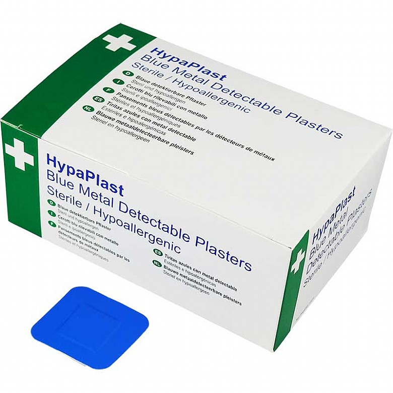 HypaPlast Blue Catering Plasters, 3.8x3.8cm (Pack of 100)
