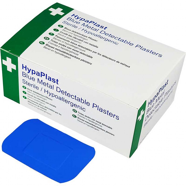 HypaPlast Blue Catering Plasters, 7.2x5cm (Pack of 100)