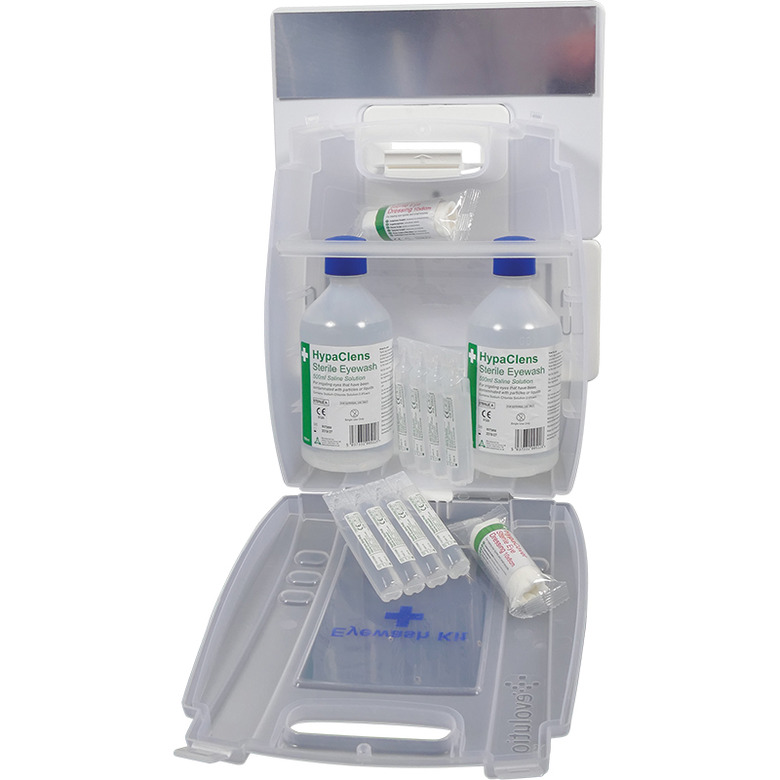 Evolution Plus 2x500ml Eye Wash Kit with 8 Eye Wash Pods with Mirror