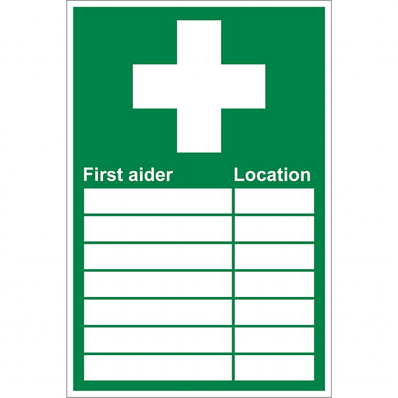 First Aider & Location Sign (20cmx30cm)