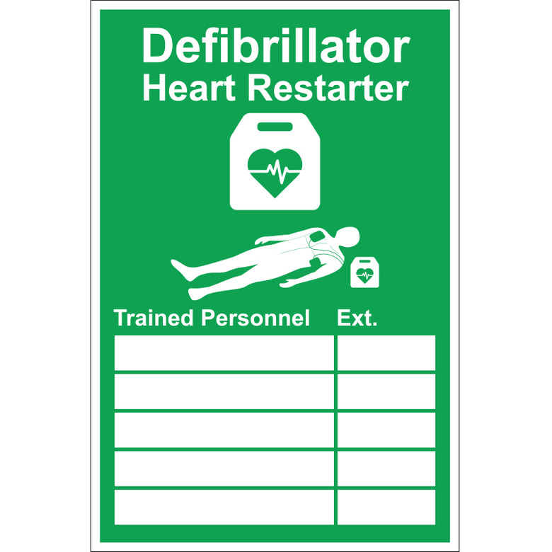 AED Trained Personnel & Extention Sign, Rigid, 200 mm x 300mm | First ...