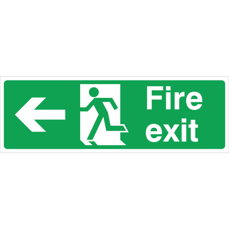 Fire Exit (L/H) Sign, 45x15cm (Rigid)