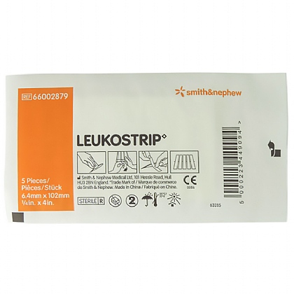 Leukostrip Skin Closures,  0.64x10.2cm (Pack of 5)
