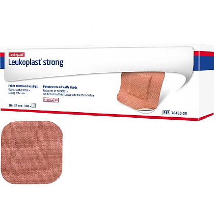 Leukoplast Strong Fabric Plasters, 3.8x3.8cm (Pack of 100)