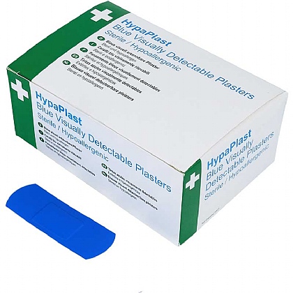 HypaPlast Blue Visually Detectable Plasters, 7.2x2.5cm (Pack of 100)