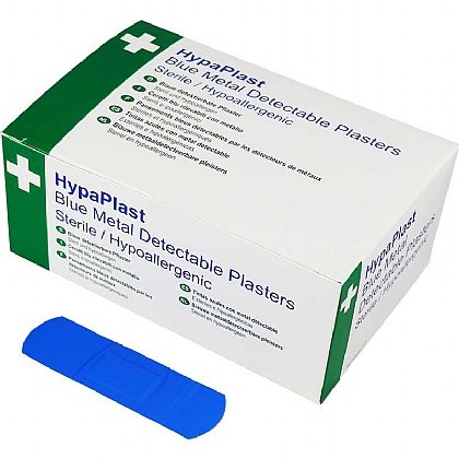 HypaPlast Blue Metal Detectable Catering Plasters, 7.2x2.5cm (Pack of 100)