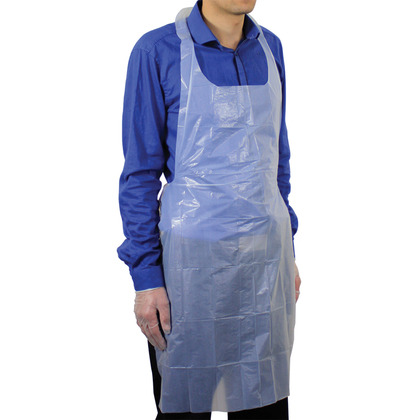 White Polythene Aprons - Medium Length (Box of 100)