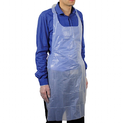 White Polythene Aprons Long Length (Pack of 100)