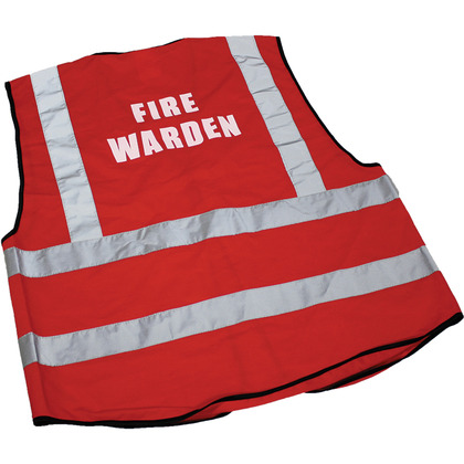 Fire Warden Hi-Visibility Waistcoats, Red, Large