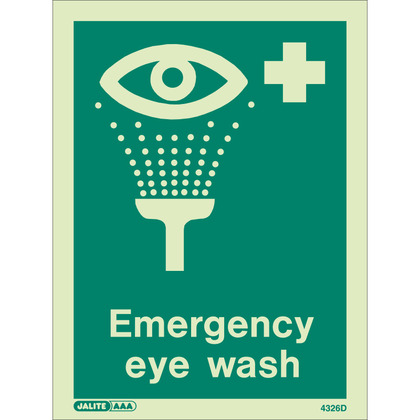 Emergency Eye Wash Glow in the Dark Sign, Rigid, 15x20cm