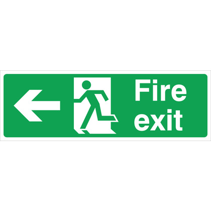 Fire Exit Left Down Sign 45x15cm Rigid Fire Safety Exit Signs Safety First Aid