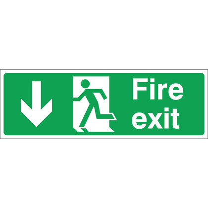 Fire Exit (DOWN) Sign, 45x15cm (Rigid)