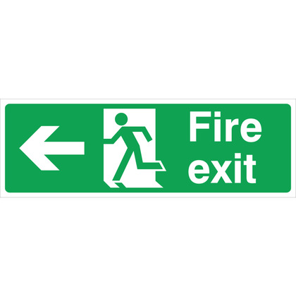 Fire Exit (L/H) Sign, 45x15cm (Rigid)