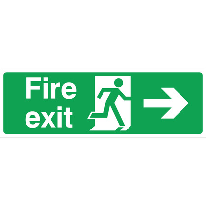 Fire Exit (R/H) Sign, 45x15cm (Rigid)