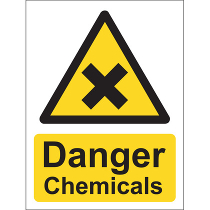 Danger Chemicals Sign, Vinyl, 15x20cm