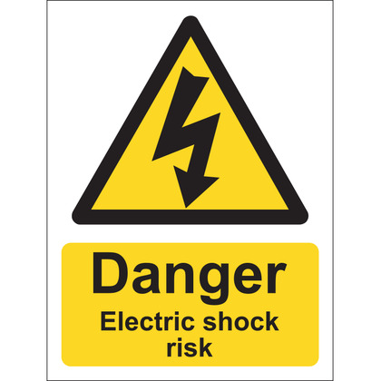 Danger Electric Shock Risk Sign, Vinyl, 15x20cm