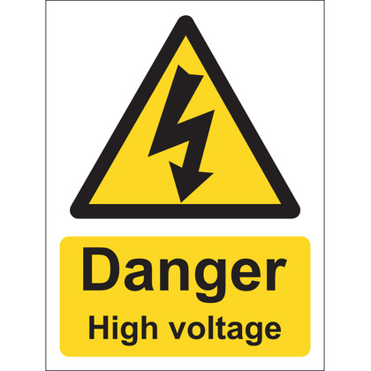 Danger High Voltage Sign, Vinyl, 15x20cm