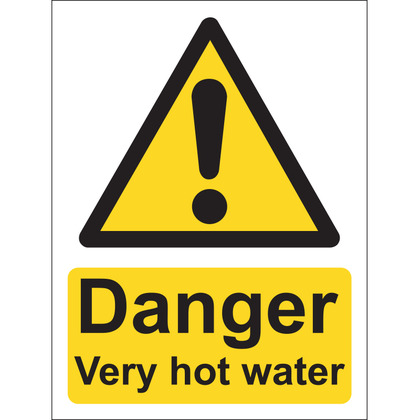 Danger Very Hot Water Sign, Vinyl, 15x20cm