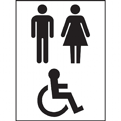 Toilet Male Female Disabled Symbol Vinyl Sign 15x20cm