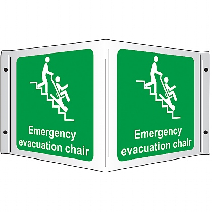 Emergency Evacuation Chair Rigid 3D Projecting Sign 43x20cm