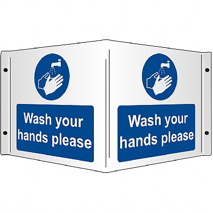 Wash your Hands Rigid 3D Projecting Sign 43x20cm